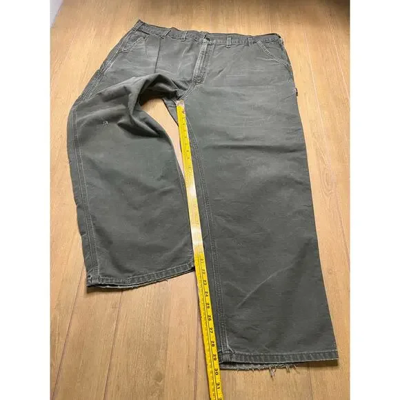 Vintage Carhartt B11 MOS Carpenter Work Pants 44x30 Moss Green Canvas Y2K - Picture 7 of 11